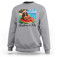 Christmas In July Tropical Doll Face Meme Sweatshirt Summer Vacation Graphic