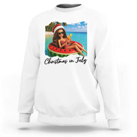 Christmas In July Tropical Doll Face Meme Sweatshirt Summer Vacation Graphic