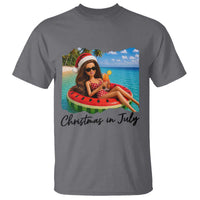 Christmas In July Tropical Doll Face Meme T Shirt Summer Vacation Graphic