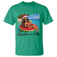 Christmas In July Tropical Doll Face Meme T Shirt Summer Vacation Graphic