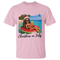 Christmas In July Tropical Doll Face Meme T Shirt Summer Vacation Graphic
