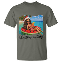 Christmas In July Tropical Doll Face Meme T Shirt Summer Vacation Graphic