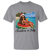 Christmas In July Tropical Doll Face Meme T Shirt Summer Vacation Graphic