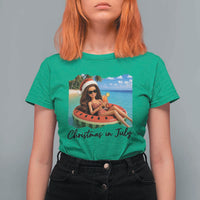 Christmas In July Tropical Doll Face Meme T Shirt For Women Summer Vacation Graphic