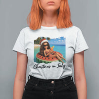 Christmas In July Tropical Doll Face Meme T Shirt For Women Summer Vacation Graphic