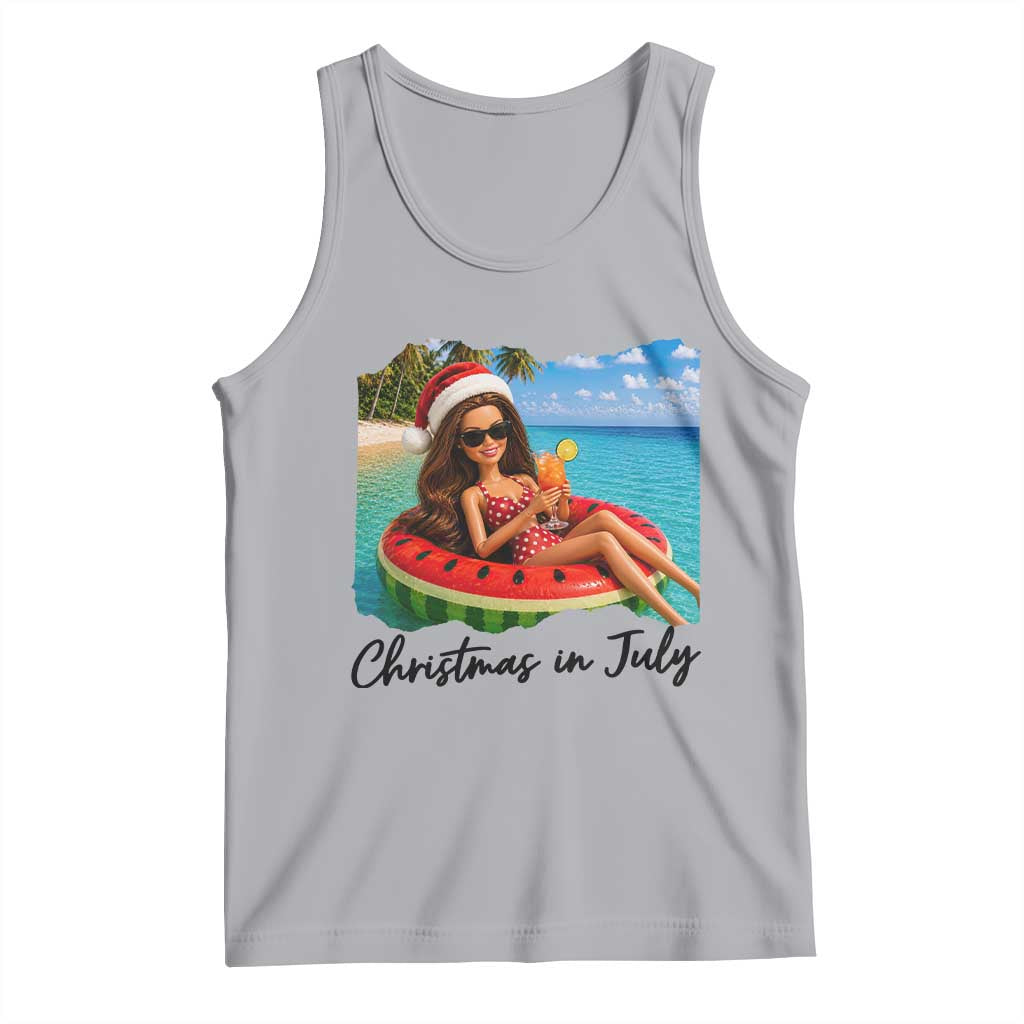 Christmas In July Tropical Doll Face Meme Tank Top Summer Vacation Graphic