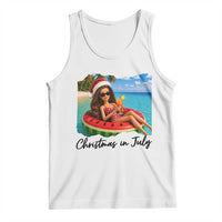 Christmas In July Tropical Doll Face Meme Tank Top Summer Vacation Graphic