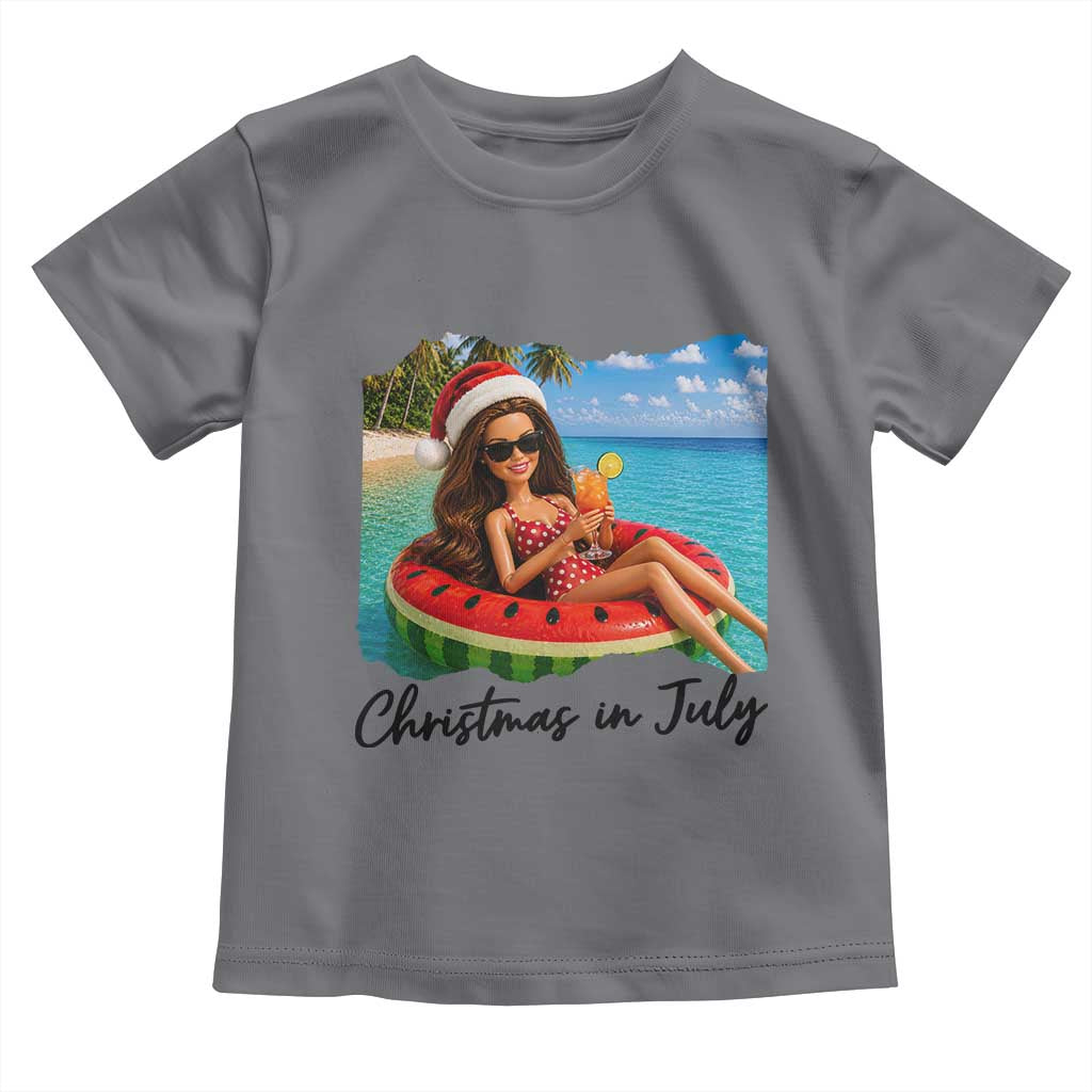Christmas In July Tropical Doll Face Meme Toddler T Shirt Summer Vacation Graphic
