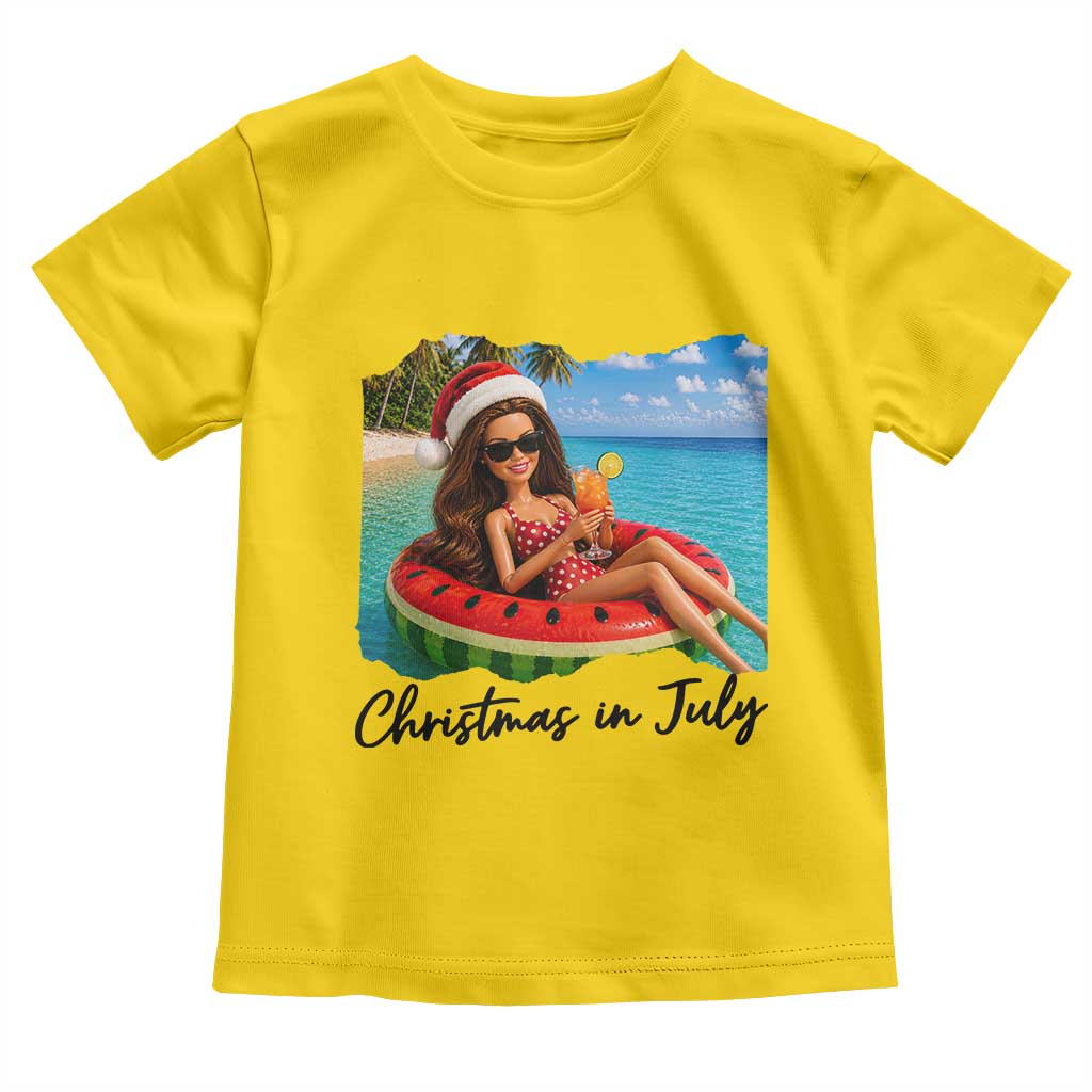 Christmas In July Tropical Doll Face Meme Toddler T Shirt Summer Vacation Graphic