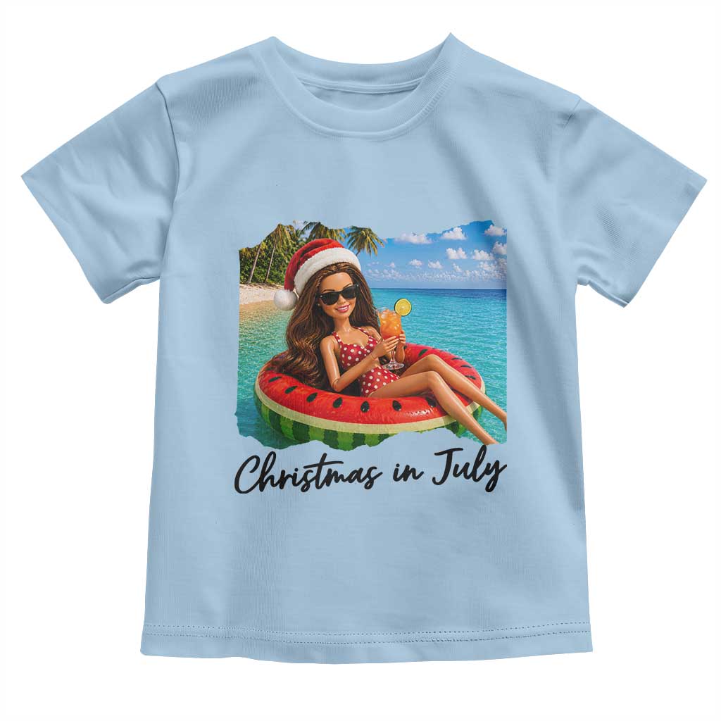 Christmas In July Tropical Doll Face Meme Toddler T Shirt Summer Vacation Graphic