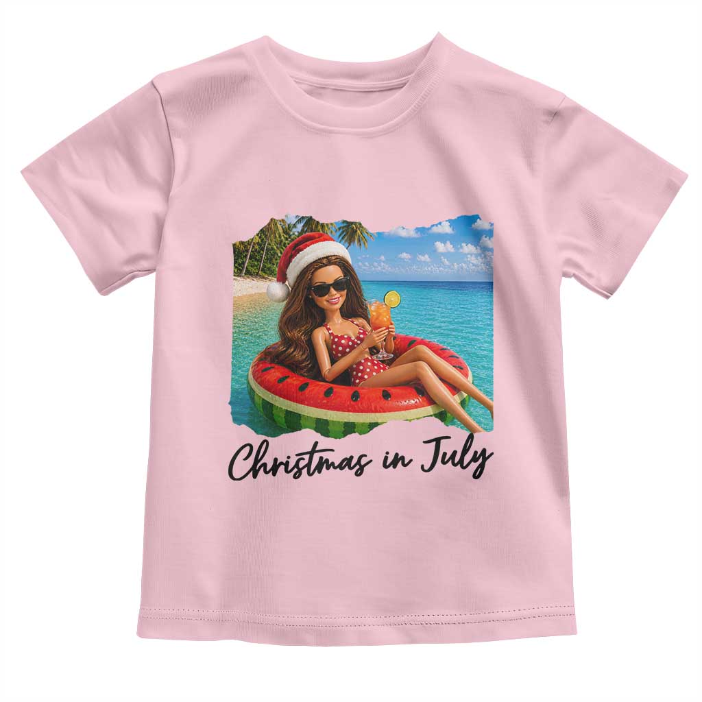 Christmas In July Tropical Doll Face Meme Toddler T Shirt Summer Vacation Graphic