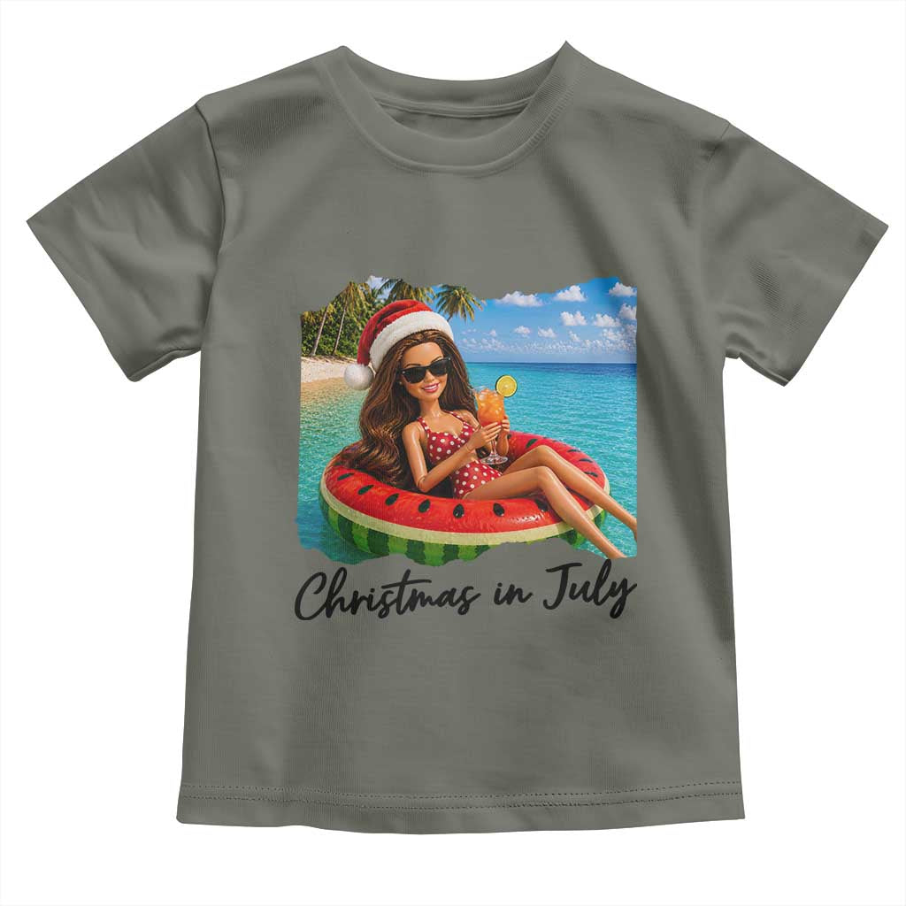 Christmas In July Tropical Doll Face Meme Toddler T Shirt Summer Vacation Graphic