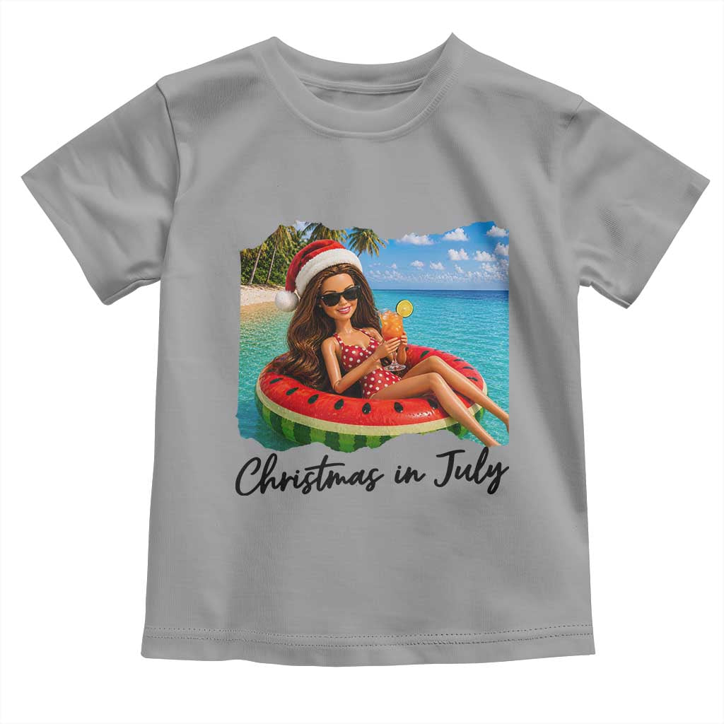 Christmas In July Tropical Doll Face Meme Toddler T Shirt Summer Vacation Graphic