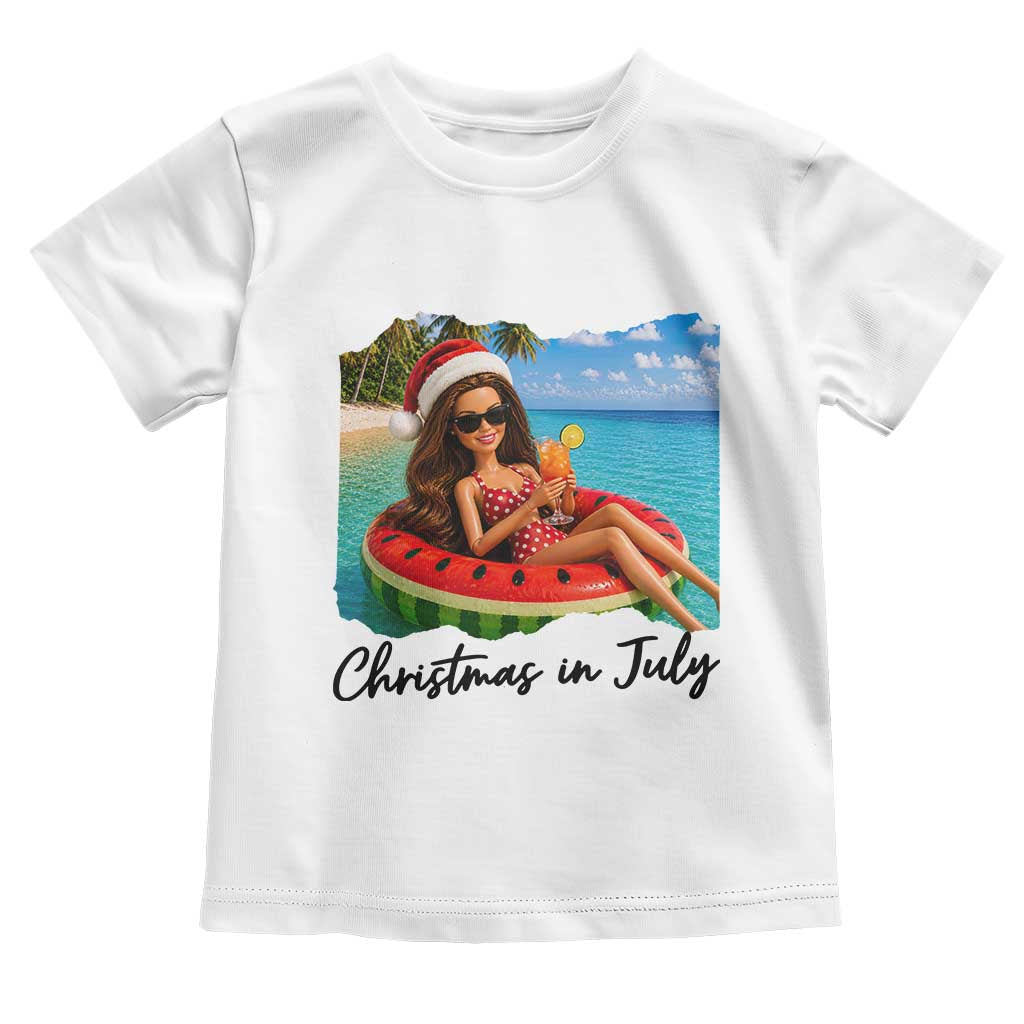 Christmas In July Tropical Doll Face Meme Toddler T Shirt Summer Vacation Graphic
