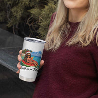 Christmas In July Tropical Doll Face Meme Tumbler Cup Summer Vacation Graphic