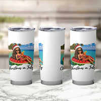 Christmas In July Tropical Doll Face Meme Tumbler Cup Summer Vacation Graphic