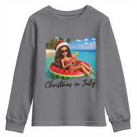 Christmas In July Tropical Doll Face Meme Youth Sweatshirt Summer Vacation Graphic