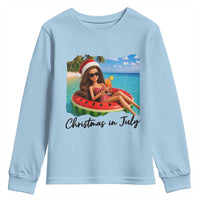 Christmas In July Tropical Doll Face Meme Youth Sweatshirt Summer Vacation Graphic