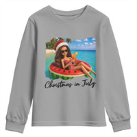 Christmas In July Tropical Doll Face Meme Youth Sweatshirt Summer Vacation Graphic
