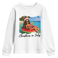 Christmas In July Tropical Doll Face Meme Youth Sweatshirt Summer Vacation Graphic