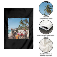 Christmas In July Raccoon And Santa Garden Flag Tropical Summer Vacation Graphic