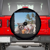 Christmas In July Raccoon And Santa Spare Tire Cover Tropical Summer Vacation Graphic