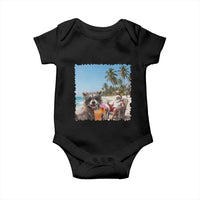 Christmas In July Raccoon And Santa Baby Onesie Tropical Summer Vacation Graphic