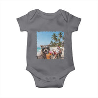 Christmas In July Raccoon And Santa Baby Onesie Tropical Summer Vacation Graphic