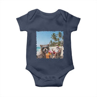 Christmas In July Raccoon And Santa Baby Onesie Tropical Summer Vacation Graphic