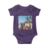 Christmas In July Raccoon And Santa Baby Onesie Tropical Summer Vacation Graphic