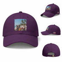 Christmas In July Raccoon And Santa Baseball Cap Tropical Summer Vacation Graphic