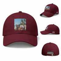Christmas In July Raccoon And Santa Baseball Cap Tropical Summer Vacation Graphic