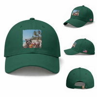 Christmas In July Raccoon And Santa Baseball Cap Tropical Summer Vacation Graphic