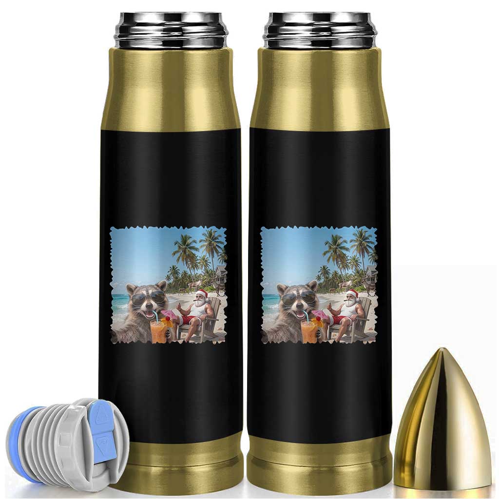 Christmas In July Raccoon And Santa Bullet Tumbler Tropical Summer Vacation Graphic