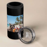 Christmas In July Raccoon And Santa 4 in 1 Can Cooler Tumbler Tropical Summer Vacation Graphic