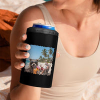 Christmas In July Raccoon And Santa 4 in 1 Can Cooler Tumbler Tropical Summer Vacation Graphic