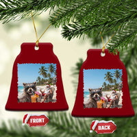 Christmas In July Raccoon And Santa Ceramic Ornament Tropical Summer Vacation Graphic