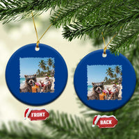 Christmas In July Raccoon And Santa Ceramic Ornament Tropical Summer Vacation Graphic