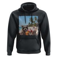 Christmas In July Raccoon And Santa Hoodie Tropical Summer Vacation Graphic