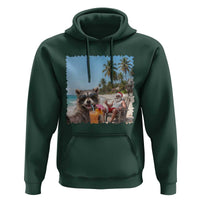 Christmas In July Raccoon And Santa Hoodie Tropical Summer Vacation Graphic
