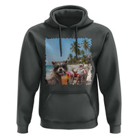 Christmas In July Raccoon And Santa Hoodie Tropical Summer Vacation Graphic