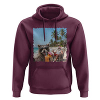 Christmas In July Raccoon And Santa Hoodie Tropical Summer Vacation Graphic