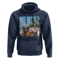 Christmas In July Raccoon And Santa Hoodie Tropical Summer Vacation Graphic