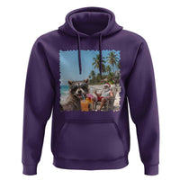 Christmas In July Raccoon And Santa Hoodie Tropical Summer Vacation Graphic