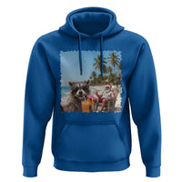 Christmas In July Raccoon And Santa Hoodie Tropical Summer Vacation Graphic