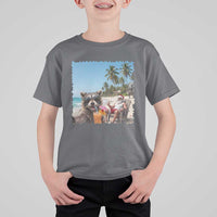 Christmas In July Raccoon And Santa T Shirt For Kid Tropical Summer Vacation Graphic