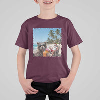 Christmas In July Raccoon And Santa T Shirt For Kid Tropical Summer Vacation Graphic