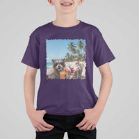 Christmas In July Raccoon And Santa T Shirt For Kid Tropical Summer Vacation Graphic
