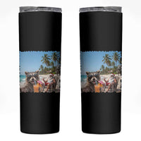 Christmas In July Raccoon And Santa Skinny Tumbler Tropical Summer Vacation Graphic