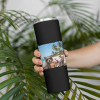 Christmas In July Raccoon And Santa Skinny Tumbler Tropical Summer Vacation Graphic